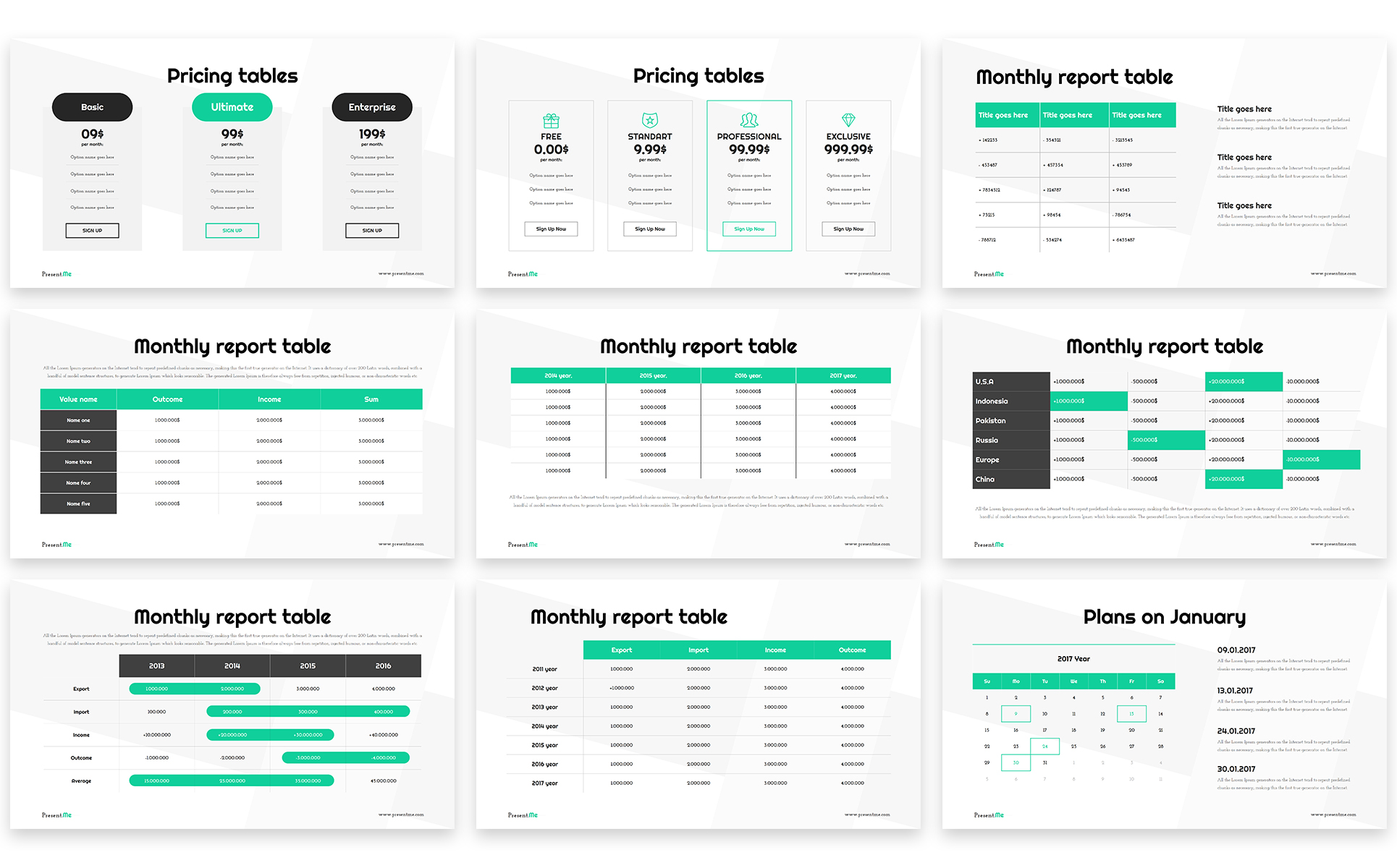 Amazing Tables & Dates PowerPoint Template 65977